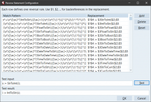 Configuration dialog for Reverse Statement expert