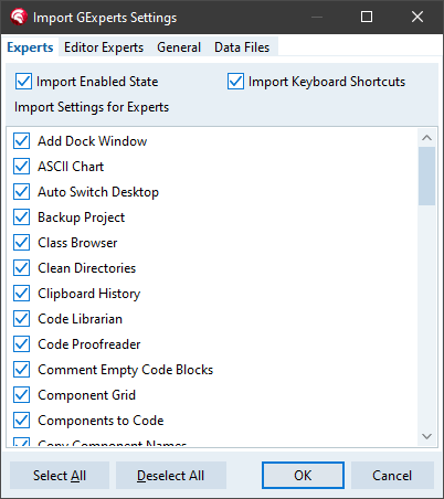 GExperts Configuration Import Experts