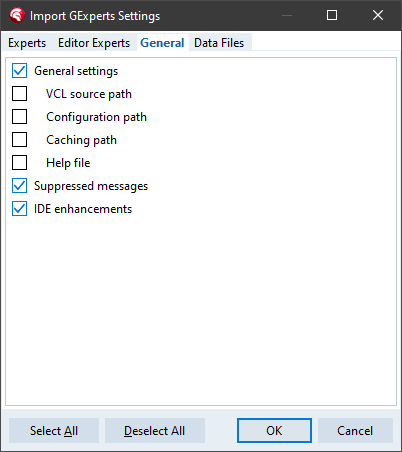 GExperts Configuration Import General